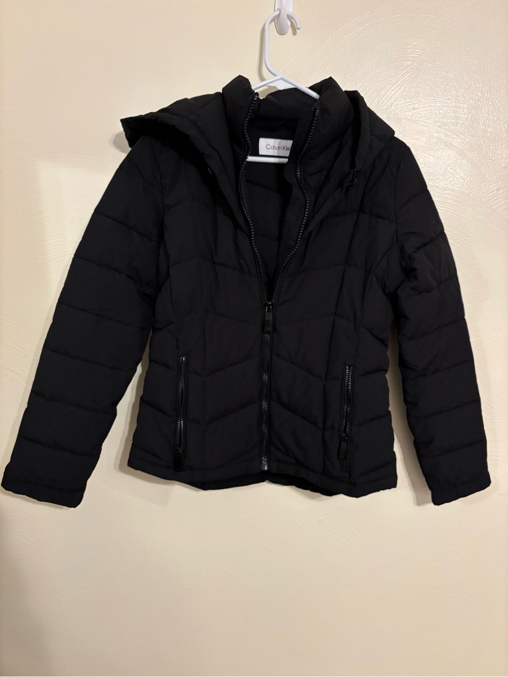 Calvin Klein Women’s Puffer Jacket S Black Sorona Aura Hooded Coat